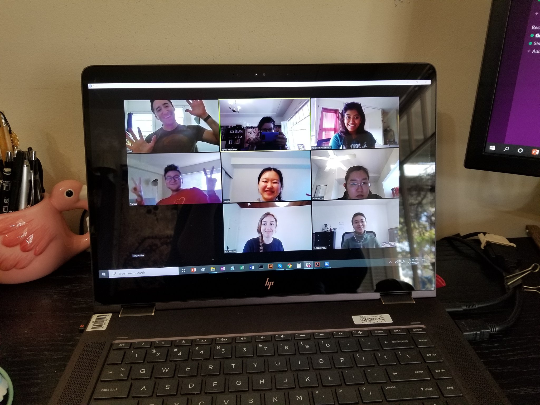 The lab on a video call.